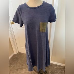 LuLaRoe dress, size: XS, color: blue w/green pocket